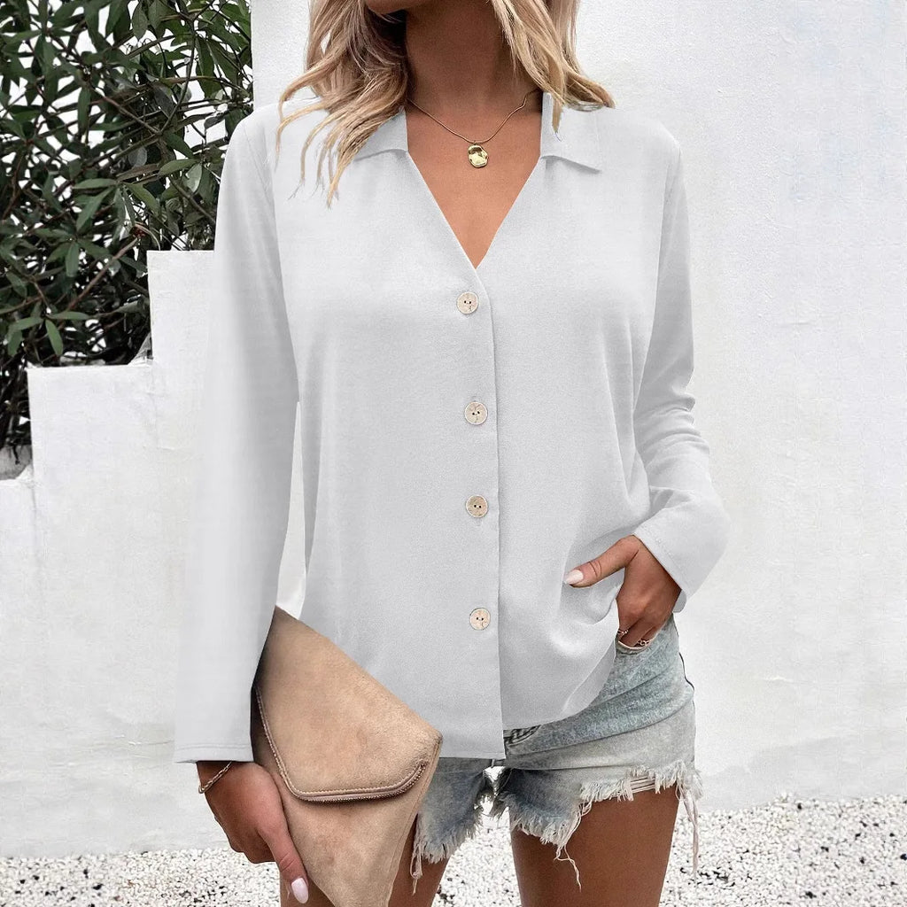 V-Neck Button-Down Shirt