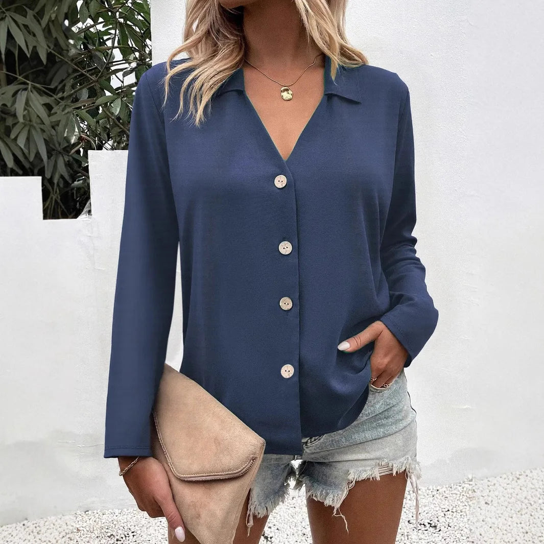 V-Neck Button-Down Shirt