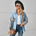 Leopard Print Patchwork Denim Loose Shirt