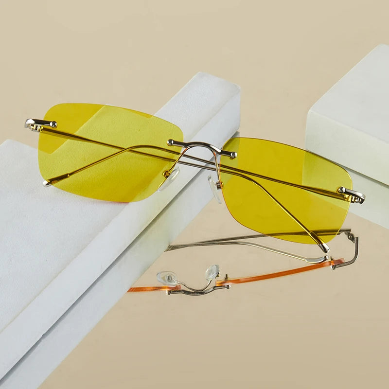 New Retro Trendy Metal Frameless Y2K Music Festival Street Sunglasses