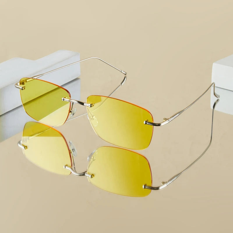 New Retro Trendy Metal Frameless Y2K Music Festival Street Sunglasses