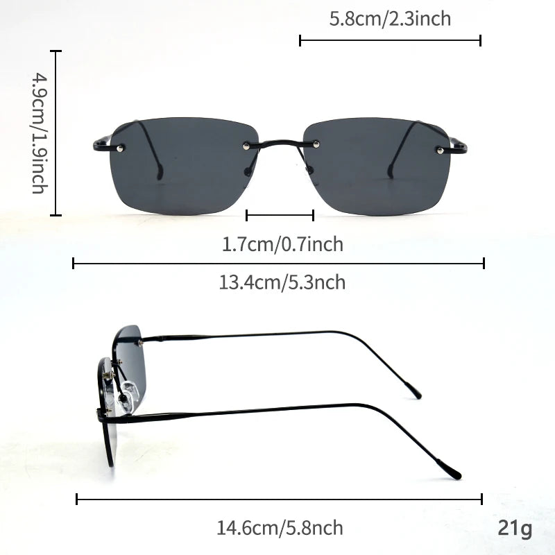 New Retro Trendy Metal Frameless Y2K Music Festival Street Sunglasses