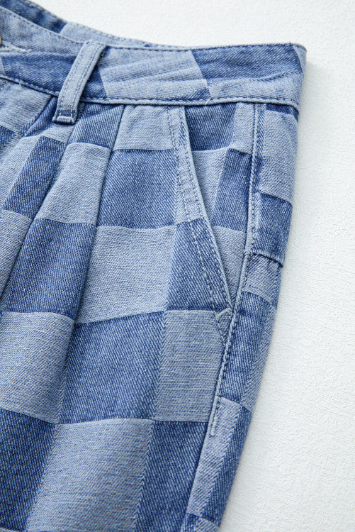Checkered Denim jeans