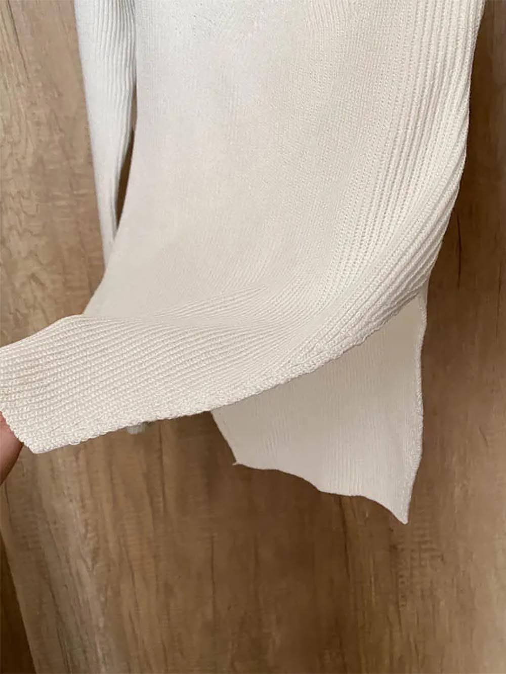 Square Collar Irregular Long Sleeve Woman Sweaters