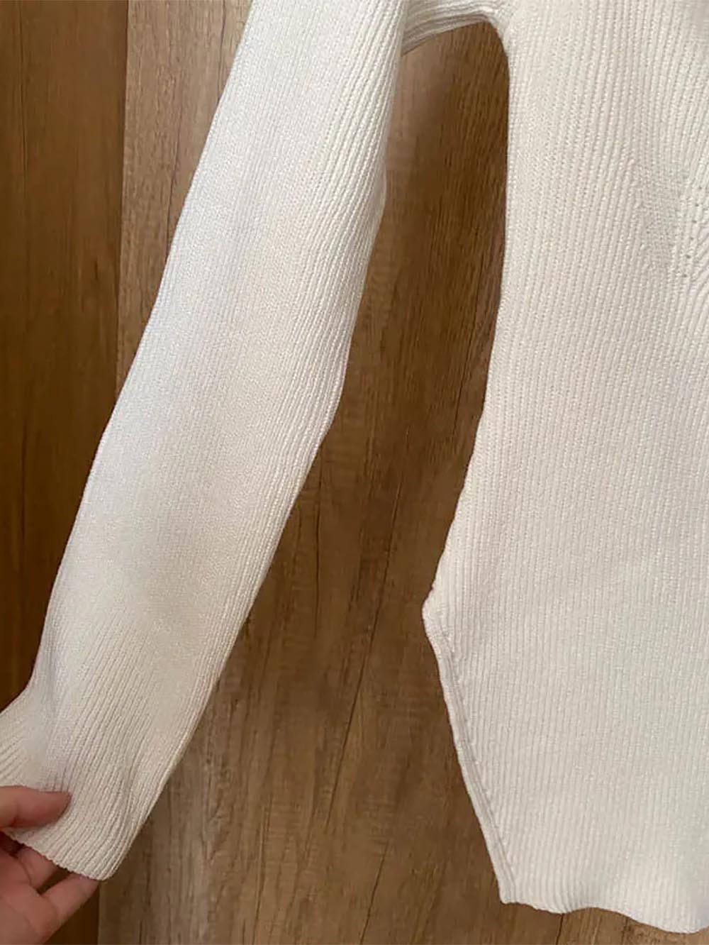 Square Collar Irregular Long Sleeve Woman Sweaters