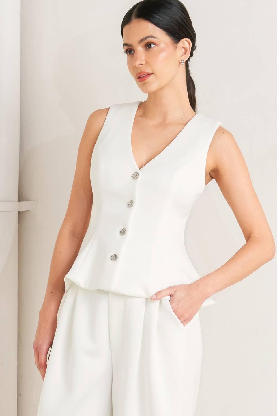 Pure Elegance Woven Vest
