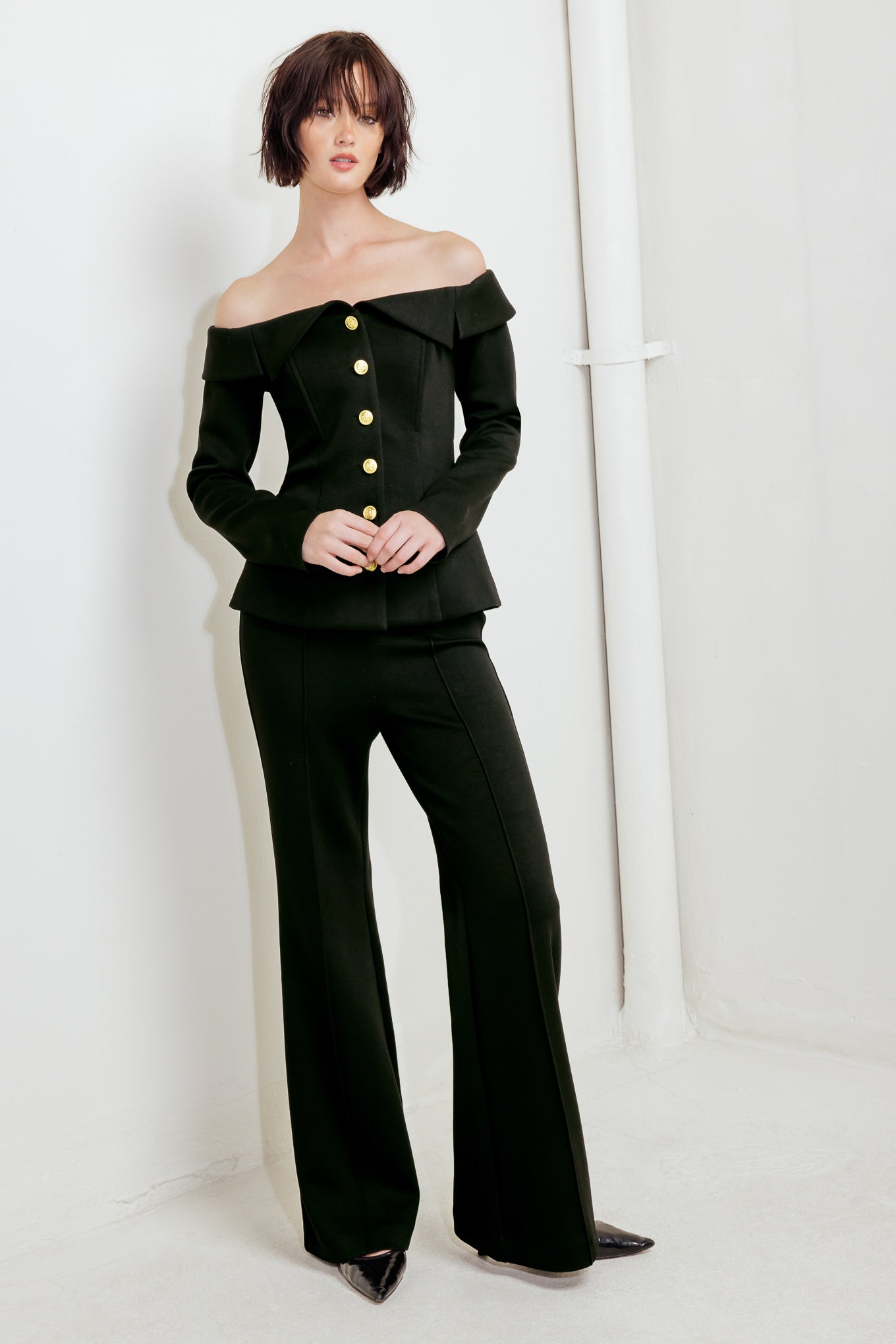 MODERN FLOW BLACK WOVEN TOP