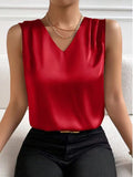 Women Satin Tank Top Office Vest Bottoming Top