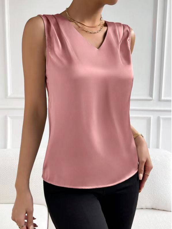 Women Satin Tank Top Office Vest Bottoming Top