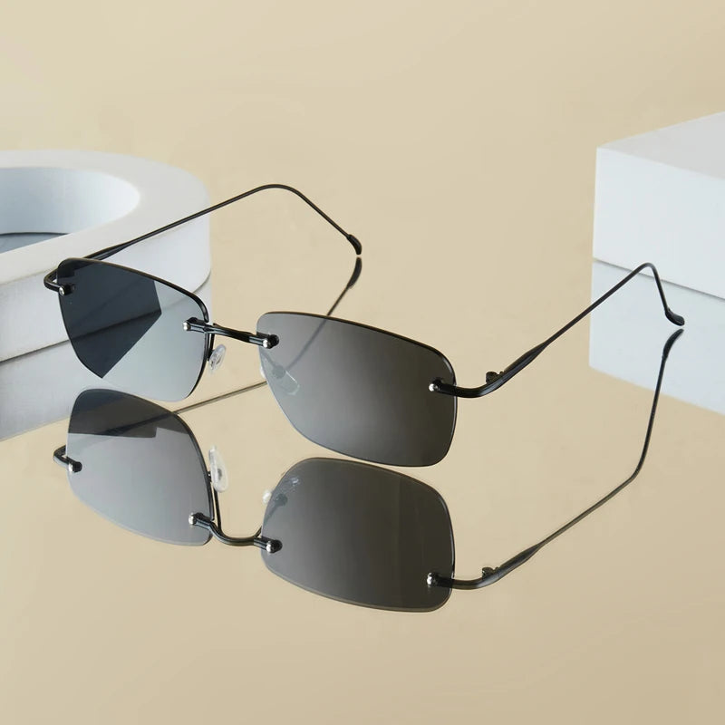 New Retro Trendy Metal Frameless Y2K Music Festival Street Sunglasses