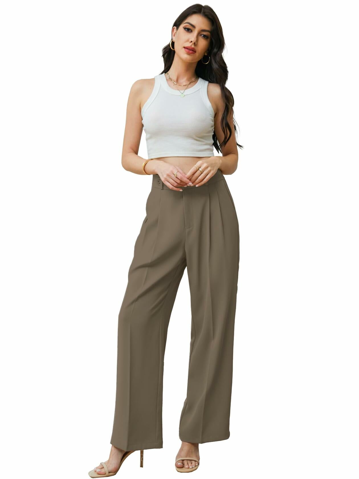 Womens Business Casual Wide Leg Long Dress Pants