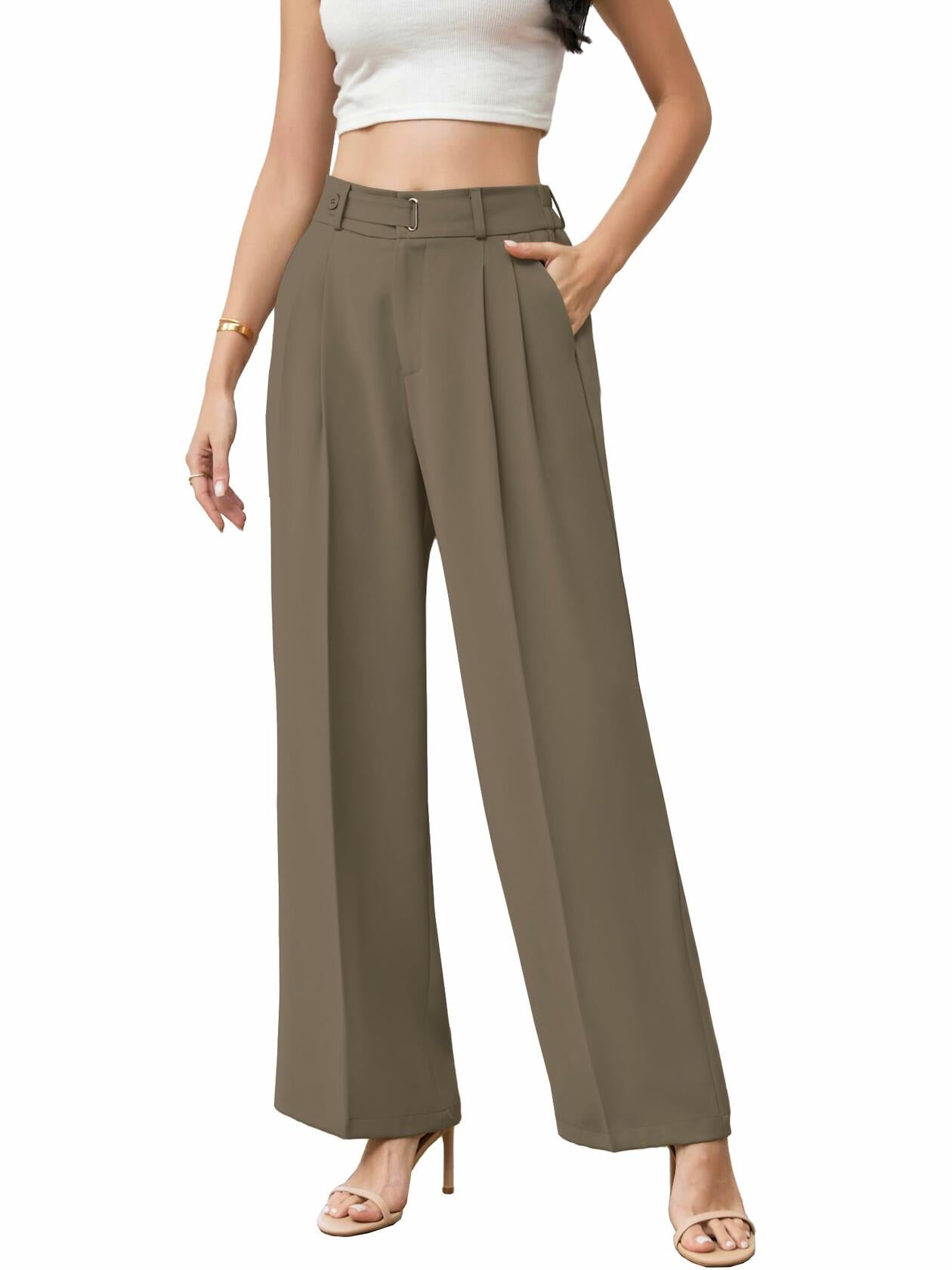Womens Business Casual Wide Leg Long Dress Pants