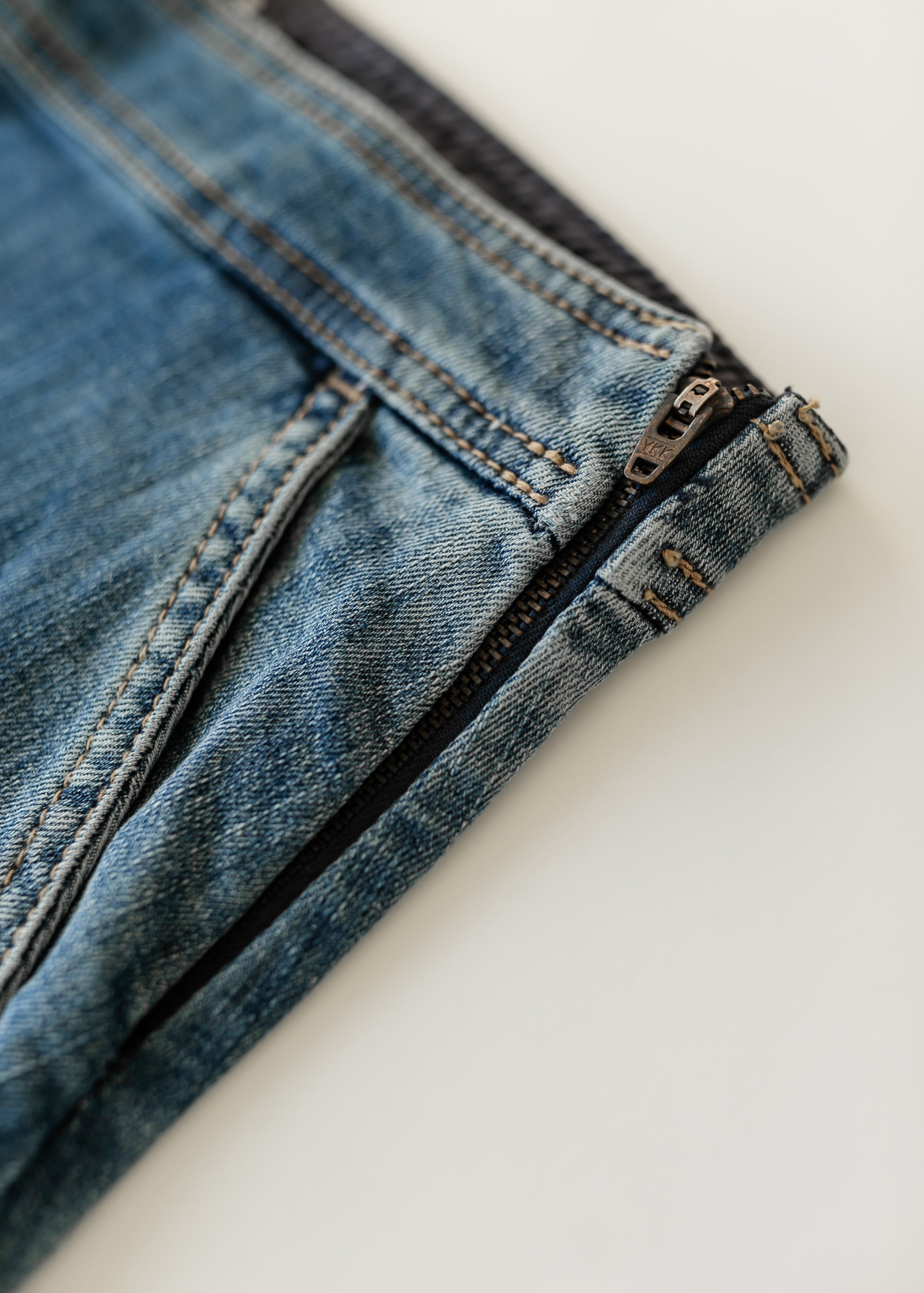 Sutton Side Zip A-line Denim Midi Skirt